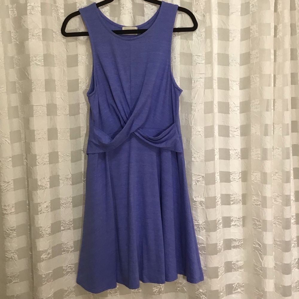 Everly Periwinkle Boutique Dress with Skirt Lining & CrissCross Waist Detail